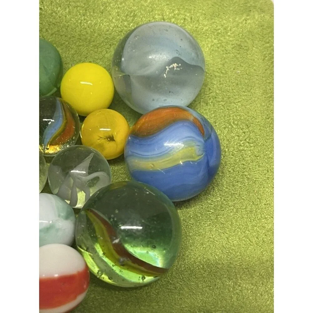 Vintage Marble Lot of 46 Different Sizes Colors